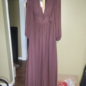 Azazie Mauve Long Sleeve Dress